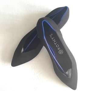 Rothy’s Point-Toe Flats Black Solid Sz 9 NEW